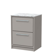 Hudson Reed Lille 600mm Floor Standing 2 - drawer Vanity With Marble Worktop Contemp Pebble Grey MFC Smooth Matt,natural Marble 818x610x460mm - LIL3233CMT - JJ Building Materials