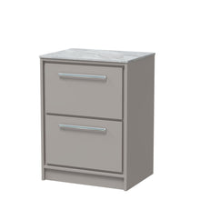 Hudson Reed Lille 600mm Floor Standing 2 - drawer Vanity With Marble Worktop Contemp Pebble Grey MFC Smooth Matt,natural Marble 818x610x460mm - LIL3233GMT - JJ Building Materials