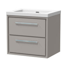Hudson Reed Lille 600mm Wall Hung 2-drawer Vanity With Basin - 0 Tap Hole Contemp Pebble Grey Fireclay,MFC Smooth Matt 584x613x462mm - JJ Building Materials