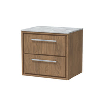 Hudson Reed Lille 600mm Wall Hung 2 - drawer Vanity With Marble Worktop Contemp Antique Oak MFC Textured Woodgrain,natural Marble 557x610x460mm - LIL2724GMT - JJ Building Materials