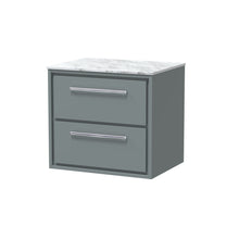 Hudson Reed Lille 600mm Wall Hung 2 - drawer Vanity With Marble Worktop Contemp Coastal Grey MFC Smooth Matt,natural Marble 557x610x460mm - LIL2324CMT - JJ Building Materials