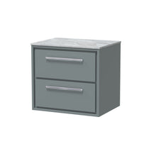 Hudson Reed Lille 600mm Wall Hung 2 - drawer Vanity With Marble Worktop Contemp Coastal Grey MFC Smooth Matt,natural Marble 557x610x460mm - LIL2324GMT - JJ Building Materials