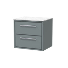 Hudson Reed Lille 600mm Wall Hung 2 - drawer Vanity With Marble Worktop Contemp Coastal Grey MFC Smooth Matt,natural Marble 557x610x460mm - LIL2324WMT - JJ Building Materials