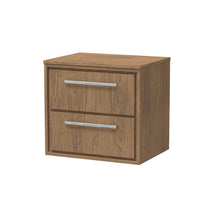 Hudson Reed Lille 600mm Wall Hung 2 - drawer Vanity With Worktop Contemp Antique Oak MFC Textured Woodgrain 557x605x460mm - JJ Building Materials