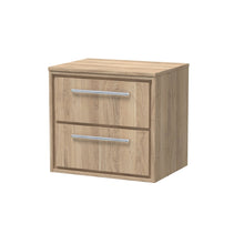 Hudson Reed Lille 600mm Wall Hung 2 - drawer Vanity With Worktop Contemp Bleached Oak MFC Textured Woodgrain 557x605x460mm - JJ Building Materials