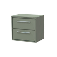Hudson Reed Lille 600mm Wall Hung 2 - drawer Vanity With Worktop Contemp Fern Green MFC Smooth Matt 557x605x460mm - JJ Building Materials