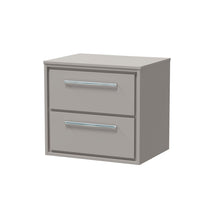 Hudson Reed Lille 600mm Wall Hung 2 - drawer Vanity With Worktop Contemp Pebble Grey MFC Smooth Matt 557x605x460mm - JJ Building Materials