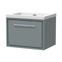 Hudson Reed Lille 600mm Wall Hung Single Drawer Vanity With Basin - 0 Tap Hole Contemp Coastal Grey Fireclay,MFC Smooth Matt 476x613x462mm - JJ Building Materials