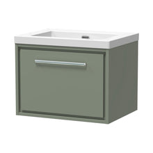 Hudson Reed Lille 600mm Wall Hung Single Drawer Vanity With Basin - 0 Tap Hole Contemp Fern Green Fireclay,MFC Smooth Matt 476x613x462mm - JJ Building Materials