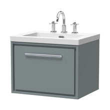 Hudson Reed Lille 600mm Wall Hung Single Drawer Vanity With Basin - 3 Tap Hole Contemp Coastal Grey Fireclay,MFC Smooth Matt 476x613x462mm - JJ Building Materials