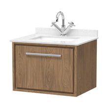 Hudson Reed Lille 600mm Wall Hung Single Drawer Vanity With Marble Worktop Basin Contemp Antique Oak MFC Textured Woodgrain,vitreous China 509x620x470mm - JJ Building Materials