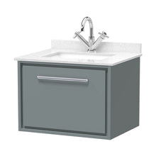 Hudson Reed Lille 600mm Wall Hung Single Drawer Vanity With Marble Worktop Basin Contemp Coastal Grey MFC Smooth Matt,vitreous China 509x620x470mm - JJ Building Materials