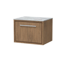 Hudson Reed Lille 600mm Wall Hung Single Drawer Vanity With Marble Worktop Contemp Antique Oak MFC Textured Woodgrain,natural Marble 449x610x460mm - LIL2722GMT - JJ Building Materials