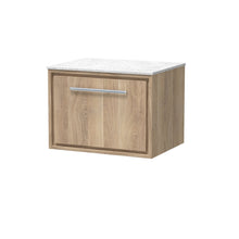 Hudson Reed Lille 600mm Wall Hung Single Drawer Vanity With Marble Worktop Contemp Bleached Oak MFC Textured Woodgrain,natural Marble 449x610x460mm - LIL3022WMT - JJ Building Materials