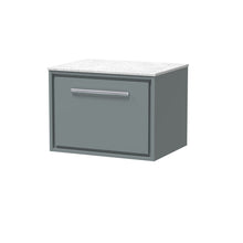 Hudson Reed Lille 600mm Wall Hung Single Drawer Vanity With Marble Worktop Contemp Coastal Grey MFC Smooth Matt,natural Marble 449x610x460mm - LIL2322WMT - JJ Building Materials