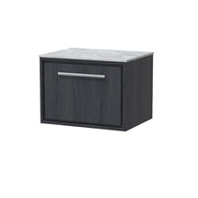 Hudson Reed Lille 600mm Wall Hung Single Drawer Vanity With Marble Worktop Contemp Graphite Grey Woodgrain MFC Textured Woodgrain,natural Marble 449x610x460mm - LIL2222GMT - JJ Building Materials