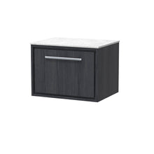 Hudson Reed Lille 600mm Wall Hung Single Drawer Vanity With Marble Worktop Contemp Graphite Grey Woodgrain MFC Textured Woodgrain,natural Marble 449x610x460mm - LIL2222WMT - JJ Building Materials