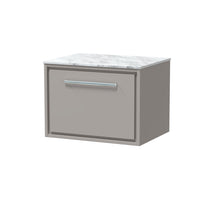 Hudson Reed Lille 600mm Wall Hung Single Drawer Vanity With Marble Worktop Contemp Pebble Grey MFC Smooth Matt,natural Marble 449x610x460mm - LIL3222CMT - JJ Building Materials