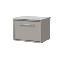 Hudson Reed Lille 600mm Wall Hung Single Drawer Vanity With Marble Worktop Contemp Pebble Grey MFC Smooth Matt,natural Marble 449x610x460mm - LIL3222GMT - JJ Building Materials