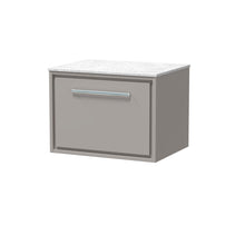 Hudson Reed Lille 600mm Wall Hung Single Drawer Vanity With Marble Worktop Contemp Pebble Grey MFC Smooth Matt,natural Marble 449x610x460mm - LIL3222WMT - JJ Building Materials