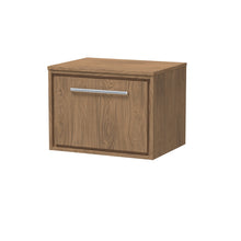 Hudson Reed Lille 600mm Wall Hung Single Drawer Vanity With Worktop Contemp Antique Oak MFC Textured Woodgrain 449x605x460mm - JJ Building Materials