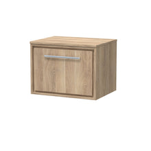 Hudson Reed Lille 600mm Wall Hung Single Drawer Vanity With Worktop Contemp Bleached Oak MFC Textured Woodgrain 449x605x460mm - JJ Building Materials