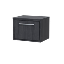 Hudson Reed Lille 600mm Wall Hung Single Drawer Vanity With Worktop Contemp Graphite Grey Woodgrain MFC Textured Woodgrain 449x605x460mm - JJ Building Materials