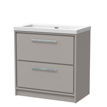 Hudson Reed Lille 800mm Floor Standing 2 - drawer Vanity With Basin - 0 Tap Hole Contemp Pebble Grey Fireclay,MFC Smooth Matt 845x813x462mm - JJ Building Materials