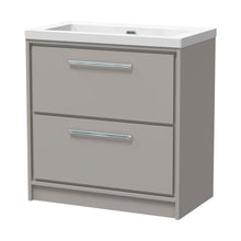 Hudson Reed Lille 800mm Floor Standing 2-drawer Vanity With Basin - 0 Tap Hole Contemp Pebble Grey Fireclay,MFC Smooth Matt 845x813x462mm - JJ Building Materials