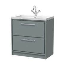 Hudson Reed Lille 800mm Floor Standing 2-drawer Vanity With Basin - 1 Tap Hole Contemp Coastal Grey Fireclay,MFC Smooth Matt 845x813x462mm - JJ Building Materials