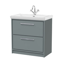 Hudson Reed Lille 800mm Floor Standing 2-drawer Vanity With Basin - 1 Tap Hole Contemp Coastal Grey Fireclay,MFC Smooth Matt 867x830x471mm - JJ Building Materials