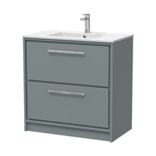 Hudson Reed Lille 800mm Floor Standing 2-drawer Vanity With Basin - 1 Tap Hole Contemp Coastal Grey MFC Smooth Matt,vitreous China 818x805x460mm - JJ Building Materials