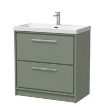 Hudson Reed Lille 800mm Floor Standing 2 - drawer Vanity With Basin - 1 Tap Hole Contemp Fern Green MFC Smooth Matt,vitreous China 850x810x460mm - JJ Building Materials