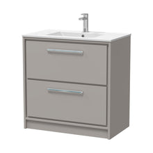 Hudson Reed Lille 800mm Floor Standing 2-drawer Vanity With Basin - 1 Tap Hole Contemp Pebble Grey MFC Smooth Matt,vitreous China 818x805x460mm - JJ Building Materials
