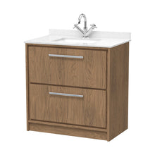 Hudson Reed Lille 800mm Floor Standing 2-drawer Vanity With Marble Worktop Basin Contemp Antique Oak MFC Textured Woodgrain,vitreous China 878x820x470mm - JJ Building Materials