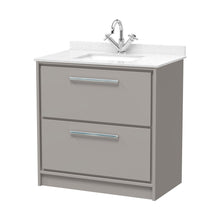 Hudson Reed Lille 800mm Floor Standing 2-drawer Vanity With Marble Worktop Basin Contemp Pebble Grey MFC Smooth Matt,vitreous China 878x820x470mm - JJ Building Materials