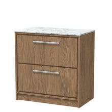 Hudson Reed Lille 800mm Floor Standing 2 - drawer Vanity With Marble Worktop Contemp Antique Oak MFC Textured Woodgrain,natural Marble 818x810x460mm - LIL2735CMT - JJ Building Materials