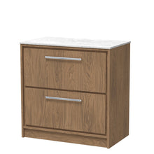 Hudson Reed Lille 800mm Floor Standing 2 - drawer Vanity With Marble Worktop Contemp Antique Oak MFC Textured Woodgrain,natural Marble 818x810x460mm - LIL2735WMT - JJ Building Materials