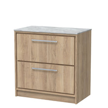 Hudson Reed Lille 800mm Floor Standing 2 - drawer Vanity With Marble Worktop Contemp Bleached Oak MFC Textured Woodgrain,natural Marble 818x810x460mm - LIL3035GMT - JJ Building Materials