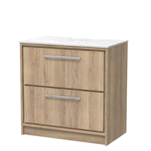 Hudson Reed Lille 800mm Floor Standing 2 - drawer Vanity With Marble Worktop Contemp Bleached Oak MFC Textured Woodgrain,natural Marble 818x810x460mm - LIL3035WMT - JJ Building Materials