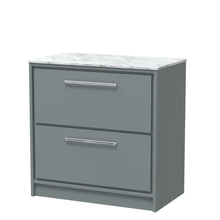 Hudson Reed Lille 800mm Floor Standing 2 - drawer Vanity With Marble Worktop Contemp Coastal Grey MFC Smooth Matt,natural Marble 818x810x460mm - LIL2335CMT - JJ Building Materials