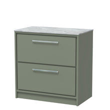 Hudson Reed Lille 800mm Floor Standing 2 - drawer Vanity With Marble Worktop Contemp Fern Green MFC Smooth Matt,natural Marble 818x810x460mm - LIL3135GMT - JJ Building Materials