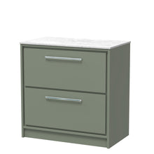 Hudson Reed Lille 800mm Floor Standing 2 - drawer Vanity With Marble Worktop Contemp Fern Green MFC Smooth Matt,natural Marble 818x810x460mm - LIL3135WMT - JJ Building Materials