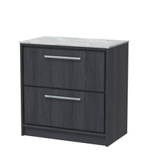 Hudson Reed Lille 800mm Floor Standing 2 - drawer Vanity With Marble Worktop Contemp Graphite Grey Woodgrain MFC Textured Woodgrain,natural Marble 818x810x460mm - LIL2235GMT - JJ Building Materials