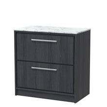 Hudson Reed Lille 800mm Floor Standing 2 - drawer Vanity With Marble Worktop Contemp Graphite Grey Woodgrain MFC Textured Woodgrain,natural Marble 818x810x460mm - LIL2235CMT - JJ Building Materials