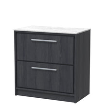 Hudson Reed Lille 800mm Floor Standing 2 - drawer Vanity With Marble Worktop Contemp Graphite Grey Woodgrain MFC Textured Woodgrain,natural Marble 818x810x460mm - LIL2235WMT - JJ Building Materials