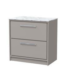 Hudson Reed Lille 800mm Floor Standing 2 - drawer Vanity With Marble Worktop Contemp Pebble Grey MFC Smooth Matt,natural Marble 818x810x460mm - LIL3235CMT - JJ Building Materials