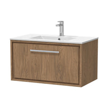 Hudson Reed Lille 800mm Single Drawer Vanity With Basin - 1 Tap Hole Contemp Antique Oak MFC Textured Woodgrain,vitreous China 449x805x460mm - JJ Building Materials