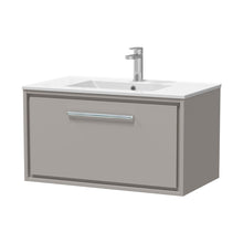 Hudson Reed Lille 800mm Single Drawer Vanity With Basin - 1 Tap Hole Contemp Pebble Grey MFC Smooth Matt,vitreous China 449x805x460mm - JJ Building Materials