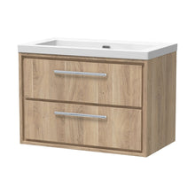 Hudson Reed Lille 800mm Wall Hung 2-drawer Vanity With Basin - 0 Tap Hole Contemp Bleached Oak Fireclay,MFC Textured Woodgrain 584x813x462mm - JJ Building Materials